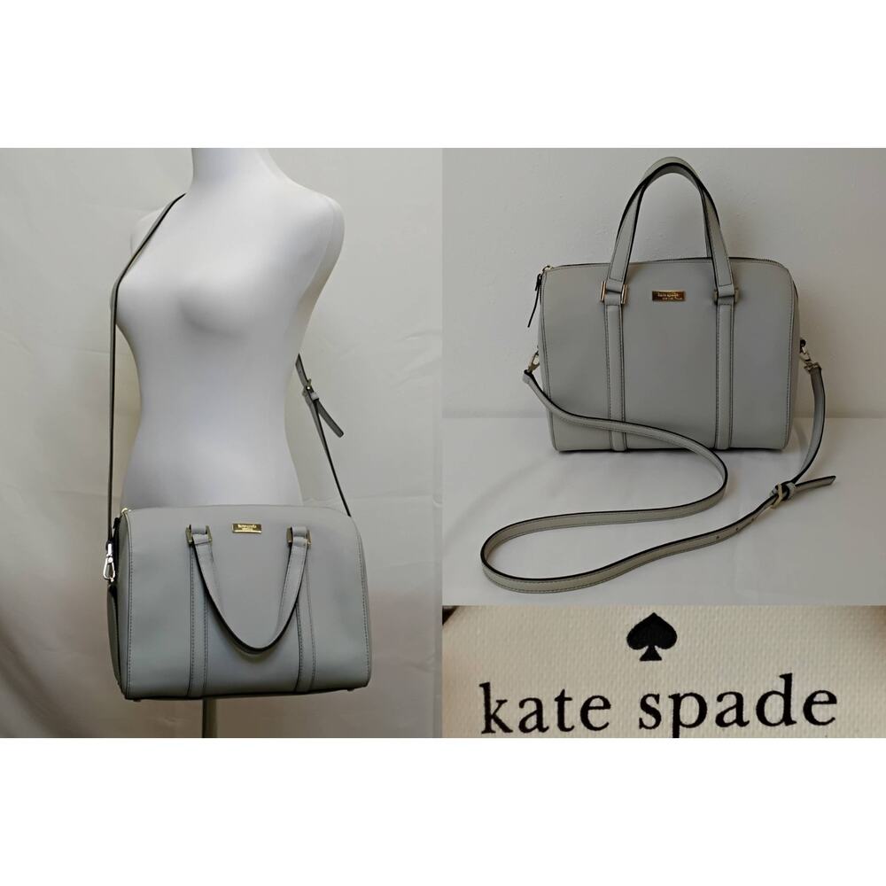 Kate Spade Dome Handbag Gray Pebbled Leather Purse Crossbody Strap #J4480